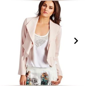 NWT - Marciano layered draped lapel cropped white jacket suit size 0